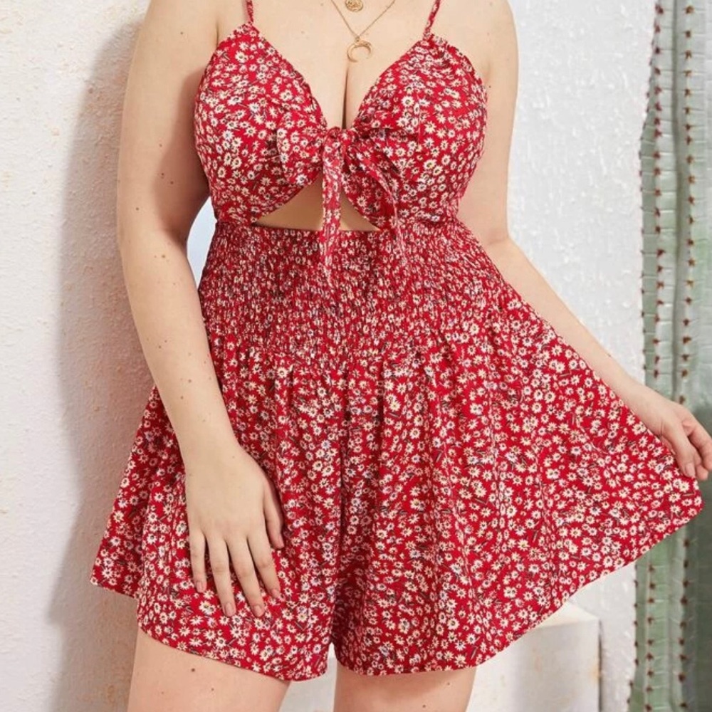 Plus Size Floral Peekaboo Romper
